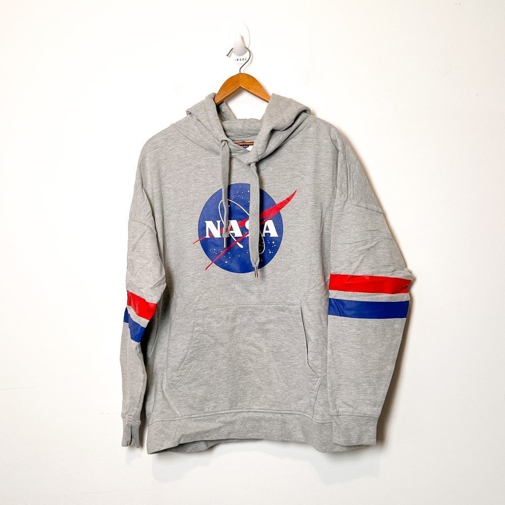 Authentic NASA Men's Grey Graphic Hoodie Sweater